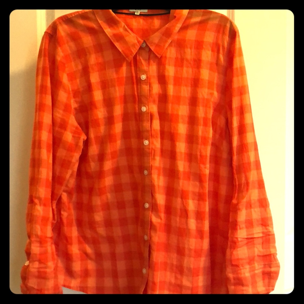 Crown & Ivy XL orange checked shirt. Nice!